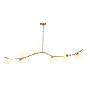 LightFixturesUSA - Funky Curved White Glass Bubble Linear Island Chandelier - Chandelier - Brass - 
