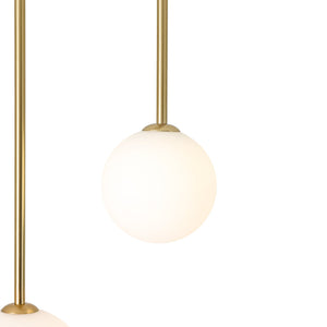 LightFixturesUSA-Funky Goose Arm 2-Light Offset Frosted Glass Globe Ceiling Fixture-Ceiling Light-Brass-