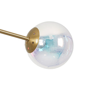 LightFixturesUSA-Funky Laser Tiered Polished Iridescent Glass Globe Sputnik Chandelier-Chandelier-Brass-