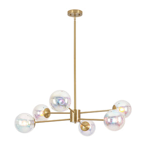 LightFixturesUSA-Funky Laser Tiered Polished Iridescent Glass Globe Sputnik Chandelier-Chandelier-Brass-