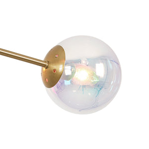 LightFixturesUSA-Funky Laser Tiered Polished Iridescent Glass Globe Sputnik Chandelier-Chandelier-Brass-