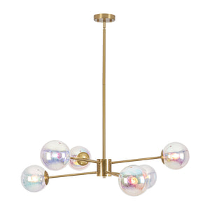 LightFixturesUSA-Funky Laser Tiered Polished Iridescent Glass Globe Sputnik Chandelier-Chandelier-Brass-