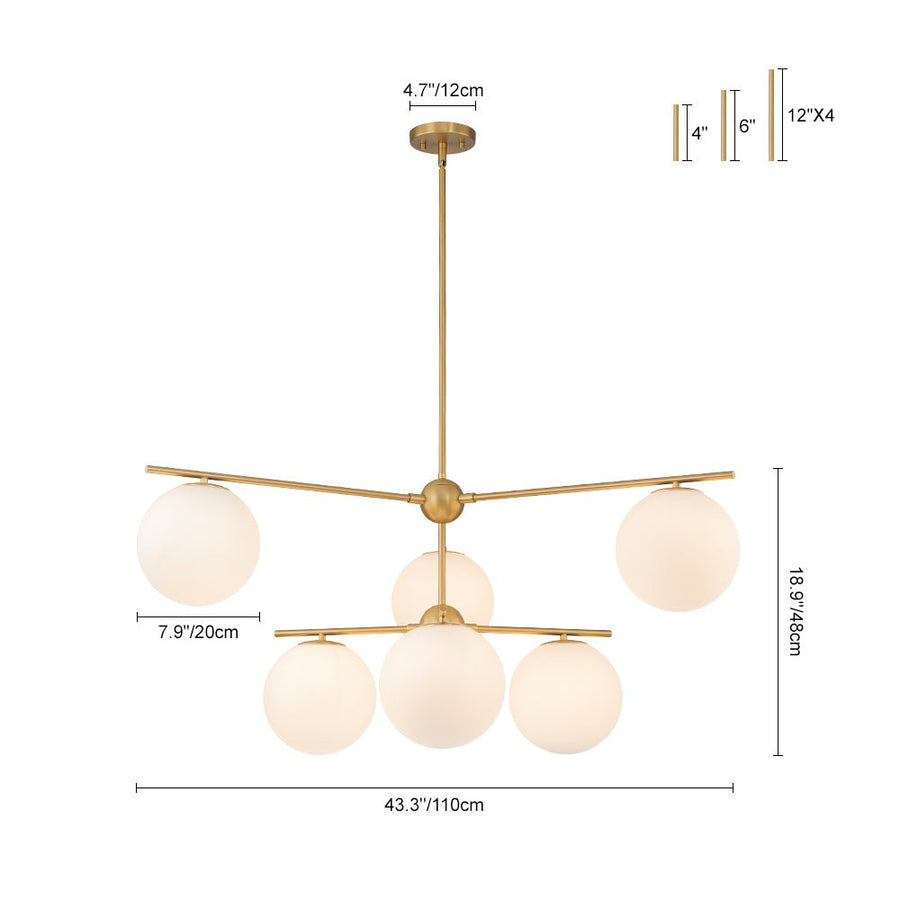 LightFixturesUSA - Funky Linear Sputnik Opal Glass Globe Tier Bubble Chandelier - Chandelier - 1 - Tier - 
