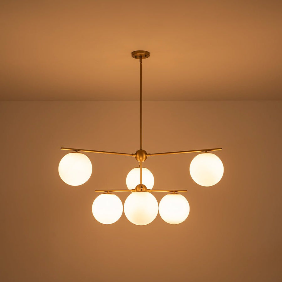LightFixturesUSA - Funky Linear Sputnik Opal Glass Globe Tier Bubble Chandelier - Chandelier - 1 - Tier - 