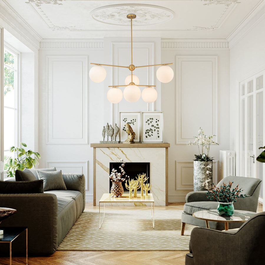 LightFixturesUSA - Funky Linear Sputnik Opal Glass Globe Tier Bubble Chandelier - Chandelier - 2 - Tier - 