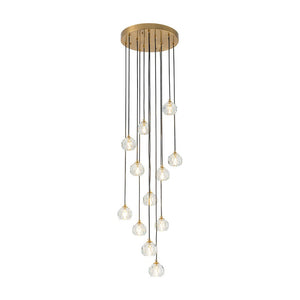 LightFixturesUSA - Glam 12 - Light Cluster Cutting Crystal Pendant Chandelier - Pendant Light - Brass (Pre - Order) - 