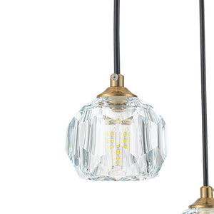 LightFixturesUSA - Glam 12 - Light Cluster Cutting Crystal Pendant Chandelier - Pendant Light - Brass (Pre - Order) - 