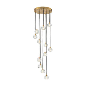 LightFixturesUSA - Glam 12 - Light Cluster Cutting Crystal Pendant Chandelier - Pendant Light - Brass (Pre - Order) - 