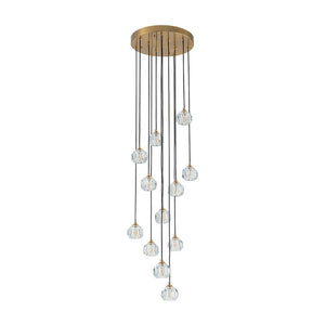 LightFixturesUSA - Glam 12 - Light Cluster Cutting Crystal Pendant Chandelier - Pendant Light - Brass (Pre - Order) - 