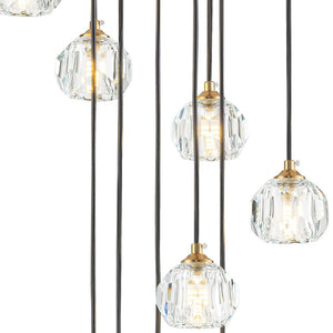 LightFixturesUSA - Glam 12 - Light Cluster Cutting Crystal Pendant Chandelier - Pendant Light - Brass (Pre - Order) - 
