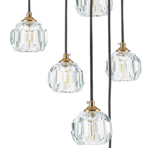 LightFixturesUSA - Glam 12 - Light Cluster Cutting Crystal Pendant Chandelier - Pendant Light - Brass (Pre - Order) - 