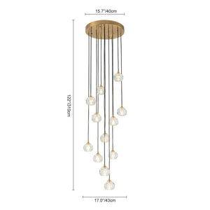 LightFixturesUSA - Glam 12 - Light Cluster Cutting Crystal Pendant Chandelier - Pendant Light - Brass (Pre - Order) - 
