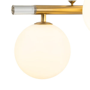 LightFixturesUSA - Glam 12 - Light Shine Opal Glass Globe Linear Island Chandelier - Chandelier - Brass - 