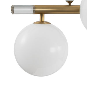 LightFixturesUSA - Glam 12 - Light Shine Opal Glass Globe Linear Island Chandelier - Chandelier - Brass - 