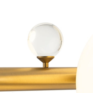 LightFixturesUSA - Glam 12 - Light Shine Opal Glass Globe Linear Island Chandelier - Chandelier - Brass - 