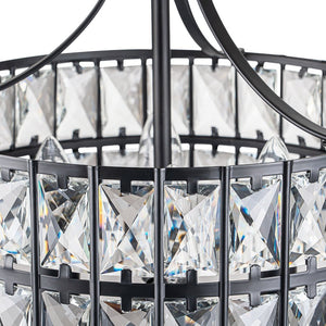 LightFixturesUSA-Glam 4-Light Drum Crystal Ceiling Light-Ceiling Light-Black-