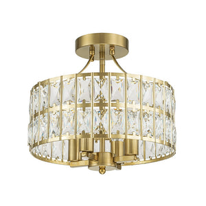 LightFixturesUSA-Glam 4-Light Drum Crystal Ceiling Light-Ceiling Light-Brass-
