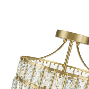 LightFixturesUSA-Glam 4-Light Drum Crystal Ceiling Light-Ceiling Light-Brass-