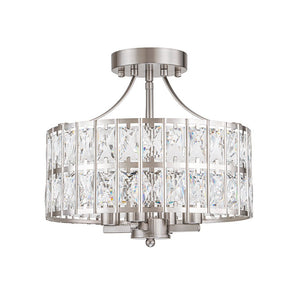 LightFixturesUSA-Glam 4-Light Drum Crystal Ceiling Light-Ceiling Light-Nickel-
