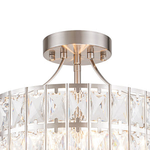 LightFixturesUSA-Glam 4-Light Drum Crystal Ceiling Light-Ceiling Light-Nickel-