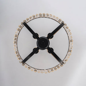 LightFixturesUSA - Glam 4 - Light Faceted Crystal Round Cage Pendant - Chandelier - Black - 