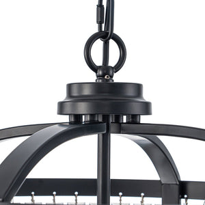 LightFixturesUSA - Glam 4 - Light Faceted Crystal Round Cage Pendant - Chandelier - Black - 