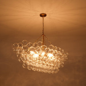 LightFixturesUSA - Glam 8 - Light Tiered Clear Glass Bubble Island Chandelier - Chandelier - Brass (Exclusive Offer) - 