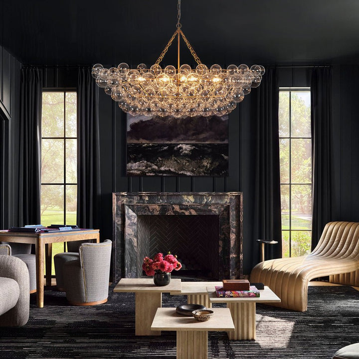 LightFixturesUSA - Glam 8 - Light Tiered Clear Glass Bubble Island Chandelier - Chandelier - Brass (Exclusive Offer) - 