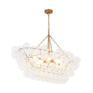 LightFixturesUSA - Glam 8 - Light Tiered Clear Glass Bubble Island Chandelier - Chandelier - Brass (Exclusive Offer) - 
