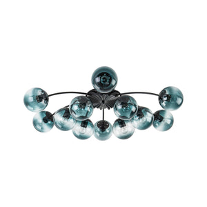 LightFixturesUSA - Glam Bloom 12 - Light Blue Glass Bubble Semi Flush Chandelier - Chandelier - Black - Semi Flush - 
