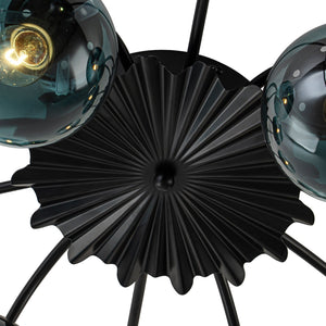 LightFixturesUSA - Glam Bloom 12 - Light Blue Glass Bubble Semi Flush Chandelier - Chandelier - Black - Semi Flush - 