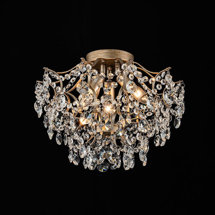 LightFixturesUSA - Glam Bloom Draped Crystal Accented Semi Flush Mount - Ceiling Light - 16.7in - 