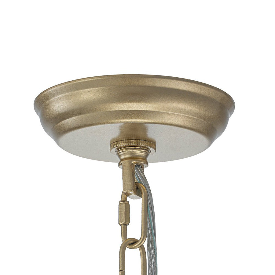 LightFixturesUSA - Glam Bloom Floral Crystal Accented Cage Pendant Light - Chandelier - Brass - 