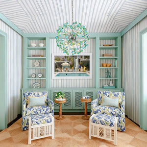 LightFixturesUSA - Glam Bloom Green Blue Crystal Flower Dandelion Chandelier - Chandelier - Chrome - 