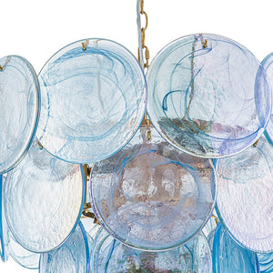 LightFixturesUSA - Glam Blue Iridescent Swirl Glass Round Tiered Chandelier - Chandelier - Small - 