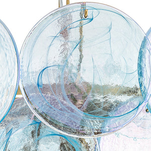 LightFixturesUSA - Glam Blue Iridescent Swirl Glass Round Tiered Chandelier - Chandelier - Small - 