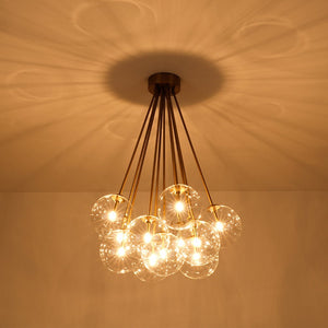 LightFixturesUSA - Glam Bouquet Cluster Glass Globe Bubble Ceiling Chandelier - Chandelier - Brass - 