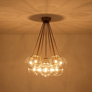 LightFixturesUSA - Glam Bouquet Cluster Glass Globe Bubble Ceiling Chandelier - Chandelier - Brass - 