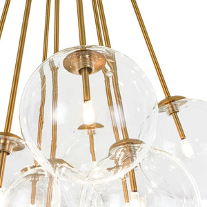 LightFixturesUSA - Glam Bouquet Cluster Glass Globe Bubble Ceiling Chandelier - Chandelier - Brass - 