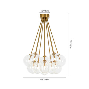 LightFixturesUSA - Glam Bouquet Cluster Glass Globe Bubble Ceiling Chandelier - Chandelier - Brass - 