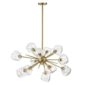LightFixturesUSA - Glam Brass 12 - Light Frozen Ice Style Sputnik Chandelier - Chandelier - Brass - 12 - Lt