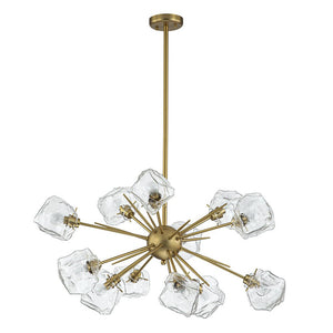 LightFixturesUSA - Glam Brass 12 - Light Frozen Ice Style Sputnik Chandelier - Chandelier - Brass - 12 - Lt