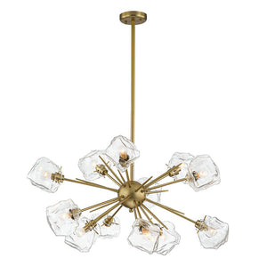 LightFixturesUSA - Glam Brass 12 - Light Frozen Ice Style Sputnik Chandelier - Chandelier - Brass - 12 - Lt