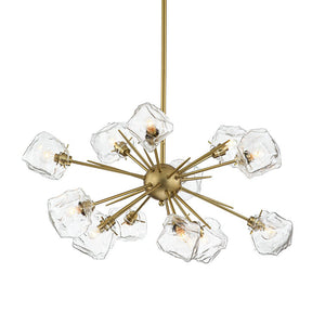 LightFixturesUSA - Glam Brass 12 - Light Frozen Ice Style Sputnik Chandelier - Chandelier - Brass - 12 - Lt