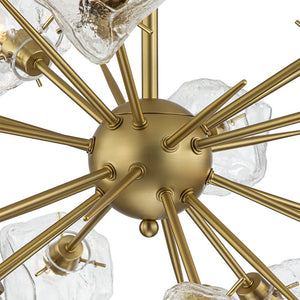 LightFixturesUSA - Glam Brass 12 - Light Frozen Ice Style Sputnik Chandelier - Chandelier - Brass - 12 - Lt