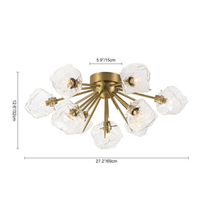 LightFixturesUSA - Glam Brass 9 - Light Frozen Ice Style Sputnik Ceiling Light - Chandelier - Brass - 9 - Lt