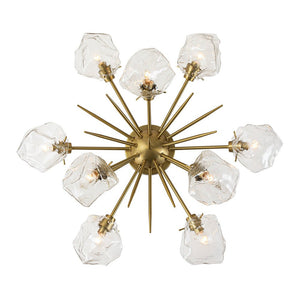 LightFixturesUSA - Glam Brass 9 - Light Frozen Ice Style Sputnik Ceiling Light - Chandelier - Brass - 9 - Lt