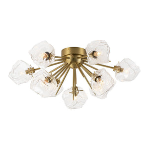 LightFixturesUSA - Glam Brass 9 - Light Frozen Ice Style Sputnik Ceiling Light - Chandelier - Brass - 9 - Lt