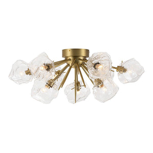 LightFixturesUSA - Glam Brass 9 - Light Frozen Ice Style Sputnik Ceiling Light - Chandelier - Brass - 9 - Lt