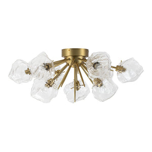 LightFixturesUSA - Glam Brass 9 - Light Frozen Ice Style Sputnik Ceiling Light - Chandelier - Brass - 9 - Lt